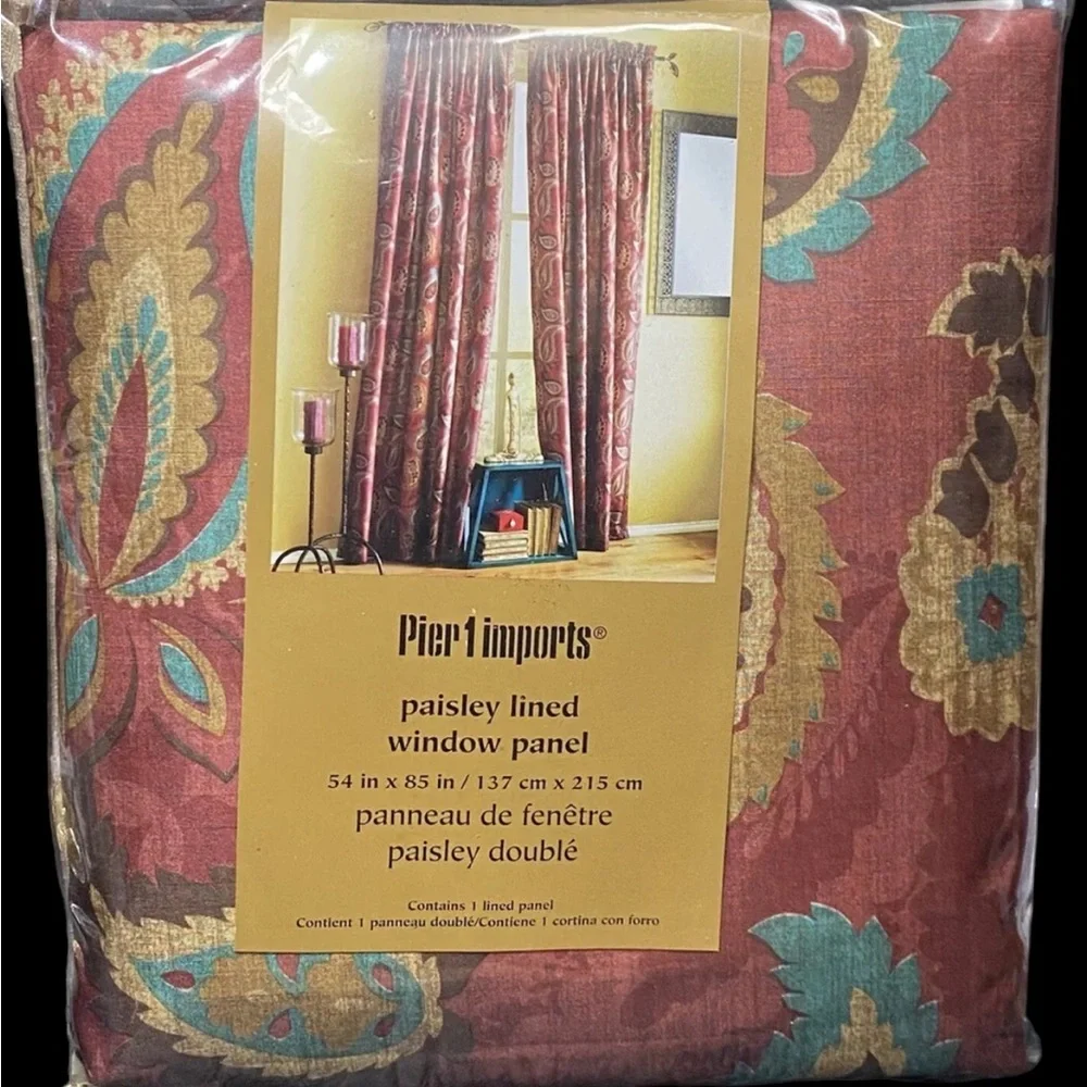 Pier One paisley curtains single panel drapes NWT